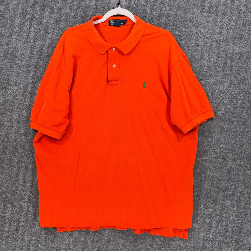 Polo Ralph Lauren Polo Shirt Men XXL Orange Pique Short Sleeve Classic Fit